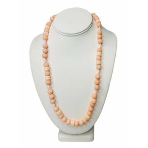 Vintage Womens Karla Jordan Peach Pastel Glass Bead Necklace 24" Long